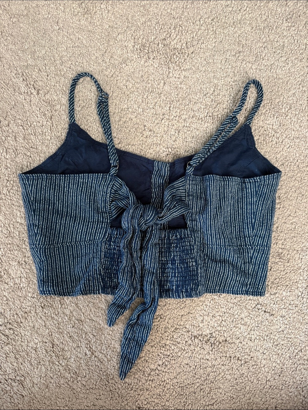 Amuse Society Blue and White Striped Button-Front Cropped Cami - Picture 2 of 2